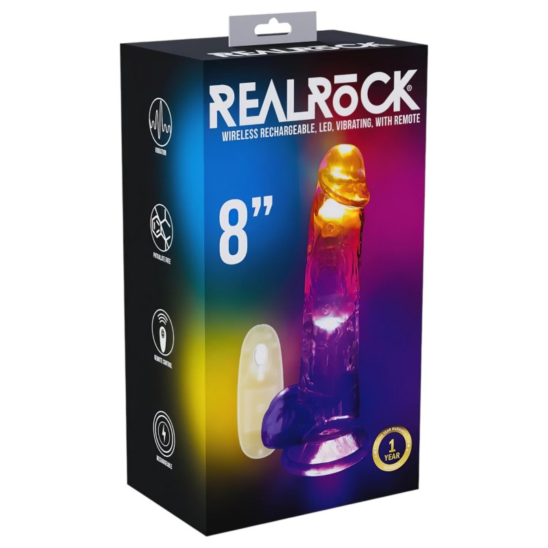 REALROCK - herés, világító vibrátor - 20 cm 129206 termék bemutató kép