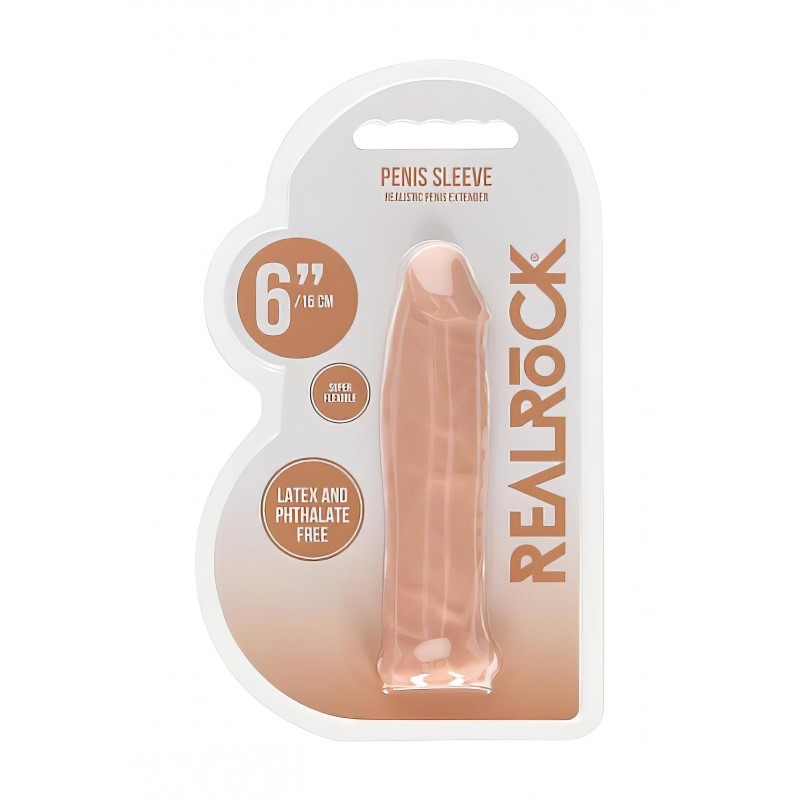 RealRock Penis Sleeve 6 - péniszköpeny (17 cm, natúr) 131700 termék bemutató kép