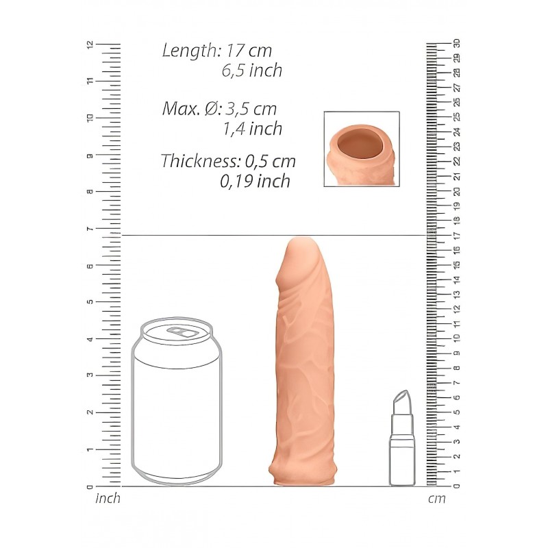 RealRock Penis Sleeve 6 - péniszköpeny (17 cm, testszínű) 144491 termék bemutató kép