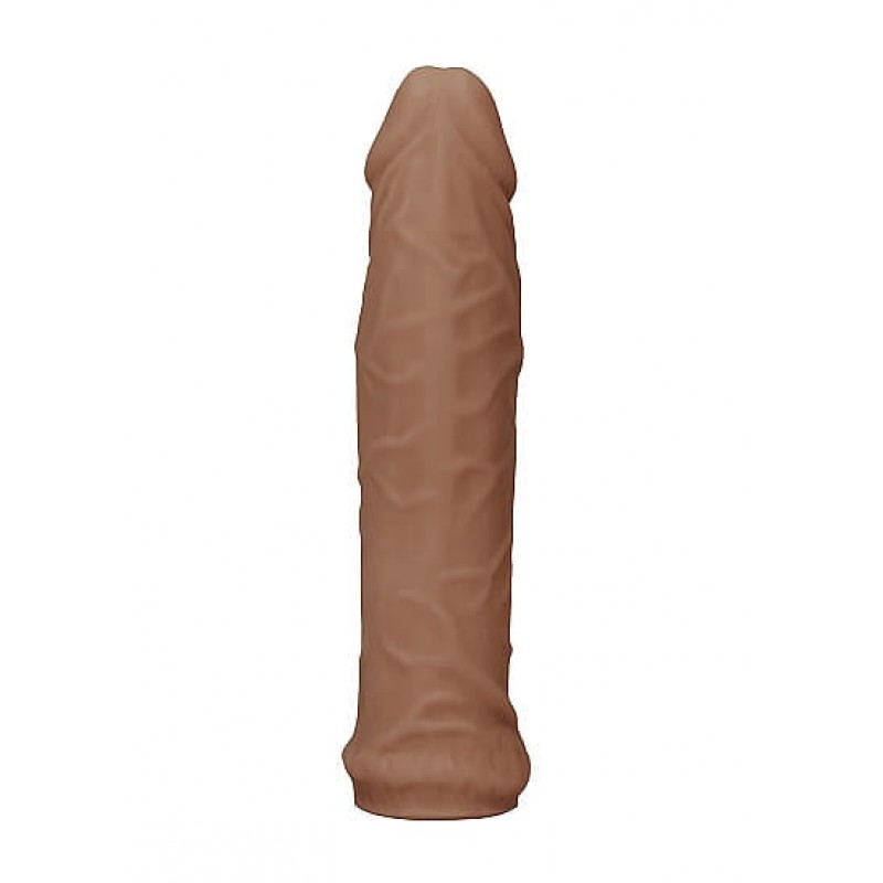 RealRock Penis Sleeve 6 - péniszköpeny (17cm) - sötét natúr 85394 termék bemutató kép