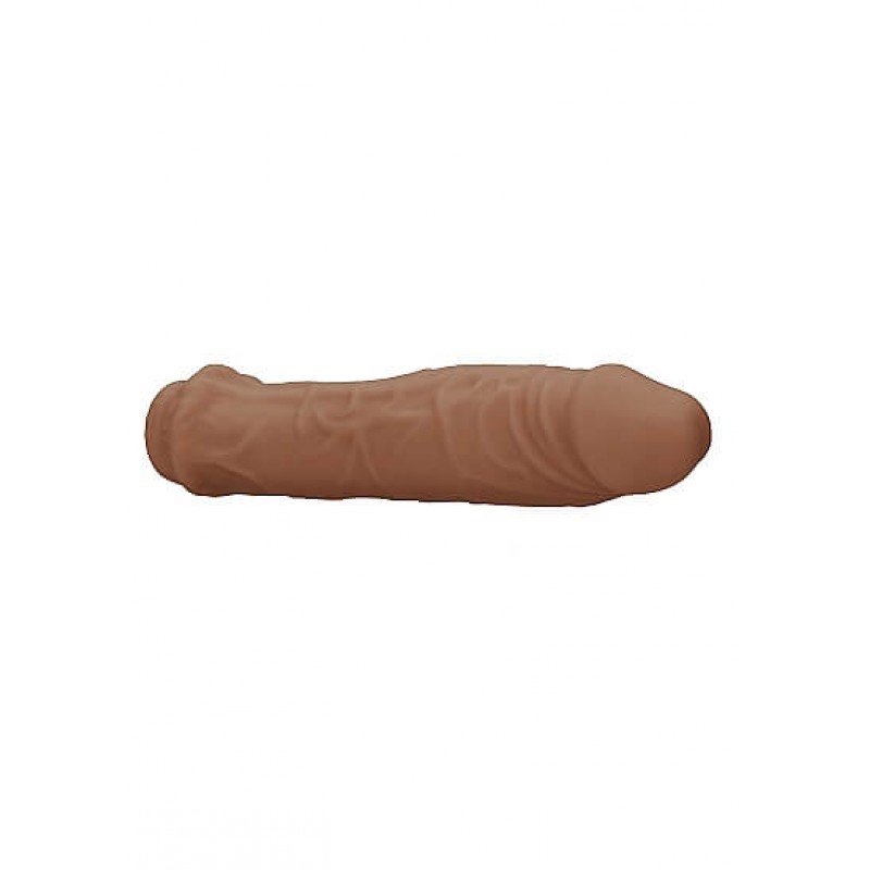 RealRock Penis Sleeve 6 - péniszköpeny (17cm) - sötét natúr 85396 termék bemutató kép