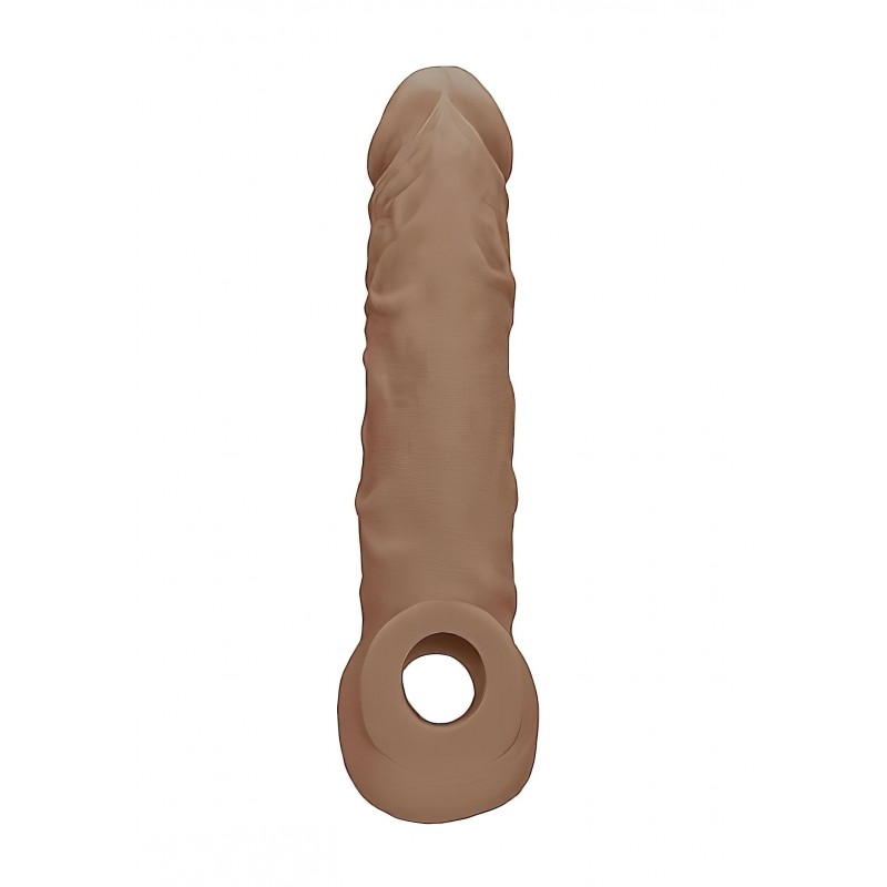RealRock Penis Sleeve 8 - péniszköpeny (21 cm) - sötét natúr 131692 termék bemutató kép