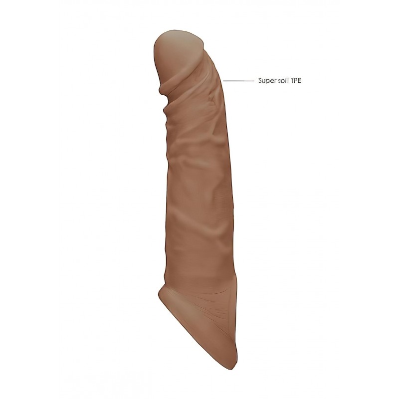 RealRock Penis Sleeve 8 - péniszköpeny (21 cm) - sötét natúr 131693 termék bemutató kép