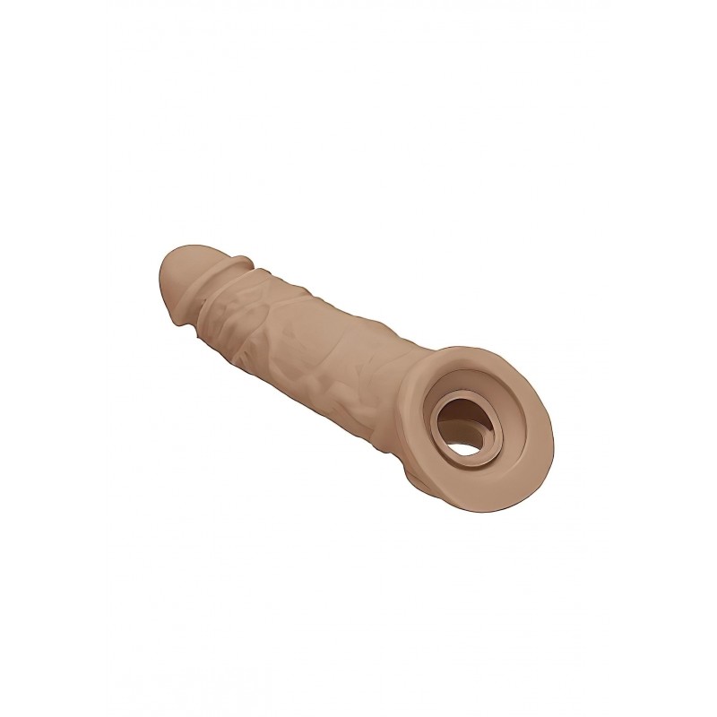 RealRock Penis Sleeve 8 - péniszköpeny (21 cm) - sötét natúr 131695 termék bemutató kép
