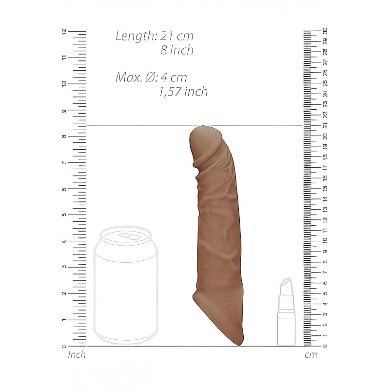RealRock Penis Sleeve 8 - péniszköpeny (21 cm) - sötét natúr 131697 termék bemutató kép