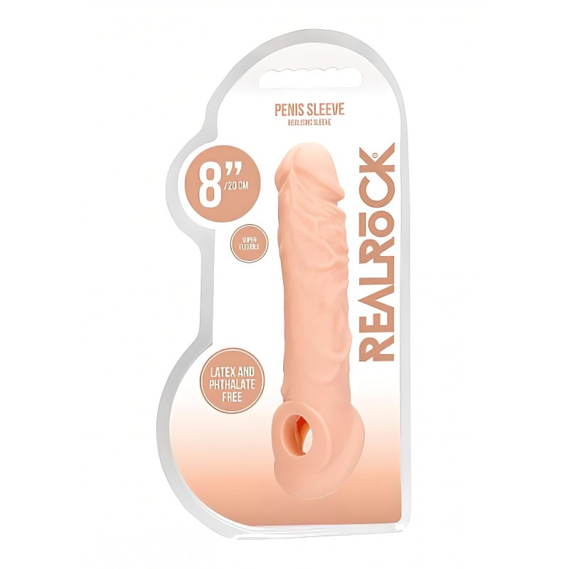 RealRock Penis Sleeve 8 - testszínű élethű péniszköpeny hosszabbító (21 cm) 159145 termék bemutató kép