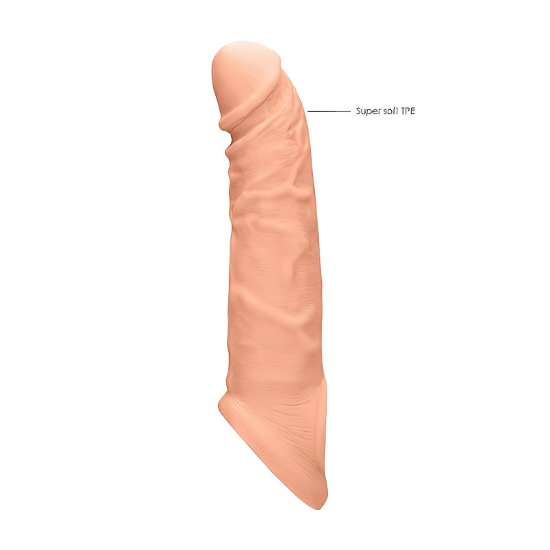 RealRock Penis Sleeve 8 - testszínű élethű péniszköpeny hosszabbító (21 cm) 159146 termék bemutató kép