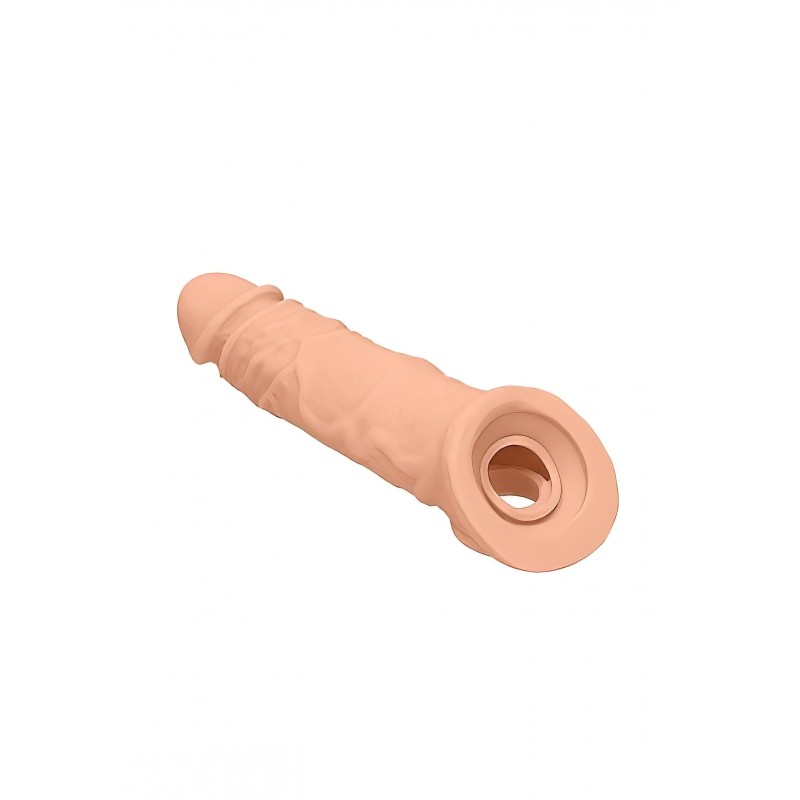RealRock Penis Sleeve 8 - testszínű élethű péniszköpeny hosszabbító (21 cm) 159149 termék bemutató kép