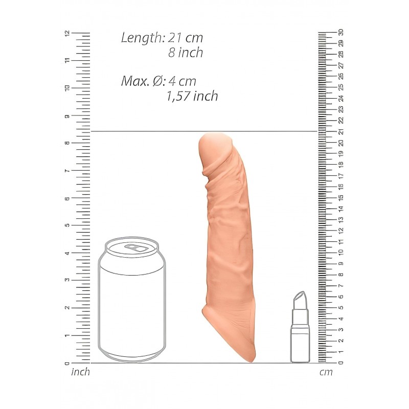 RealRock Penis Sleeve 8 - testszínű élethű péniszköpeny hosszabbító (21 cm) 159151 termék bemutató kép