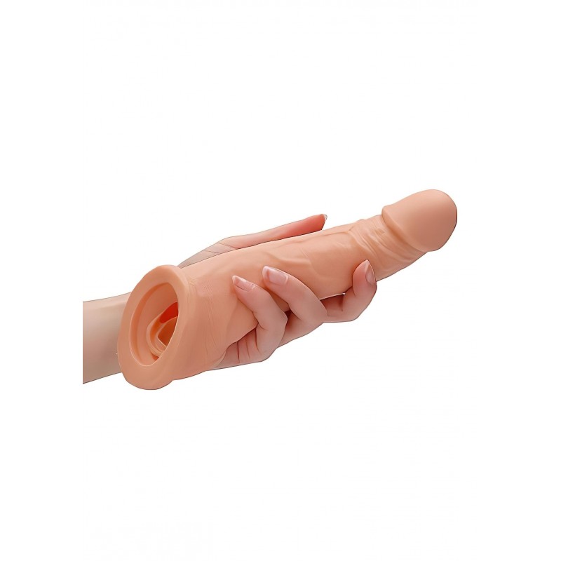 RealRock Penis Sleeve 8 - testszínű élethű péniszköpeny hosszabbító (21 cm) 159153 termék bemutató kép
