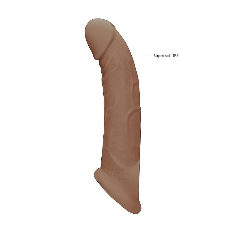 RealRock Penis Sleeve 9 - péniszköpeny (21,5 cm) - sötét natúr 131672 termék bemutató kép