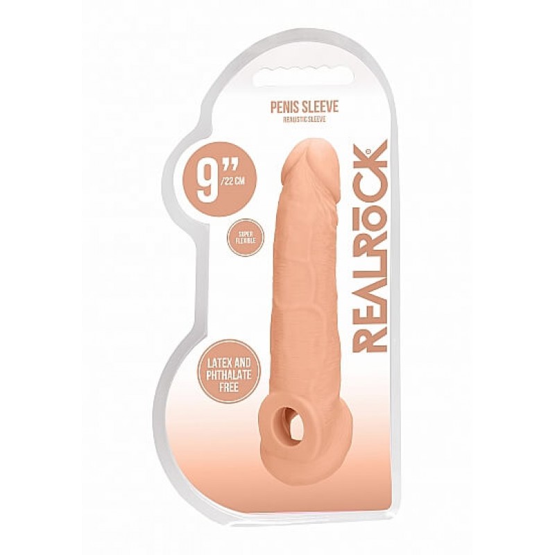 RealRock Penis Sleeve 9 - péniszköpeny (21,5cm) - natúr 54321 termék bemutató kép