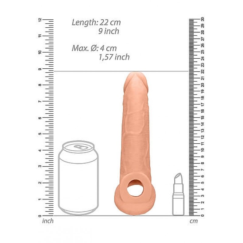 RealRock Penis Sleeve 9 - péniszköpeny (21,5cm) - natúr 54328 termék bemutató kép