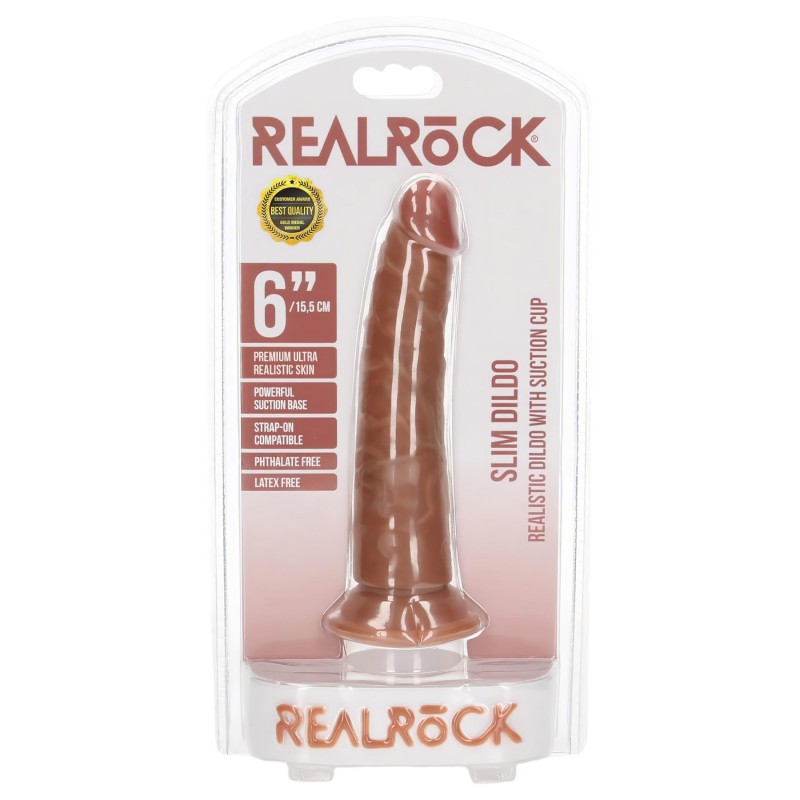 RealRock Slim - realisztikus dildó 15,5 cm (sötét natúr) 132346 termék bemutató kép
