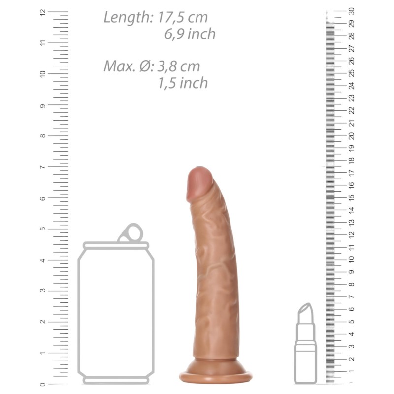 RealRock Slim - realisztikus dildó 15,5 cm (sötét natúr) 132347 termék bemutató kép