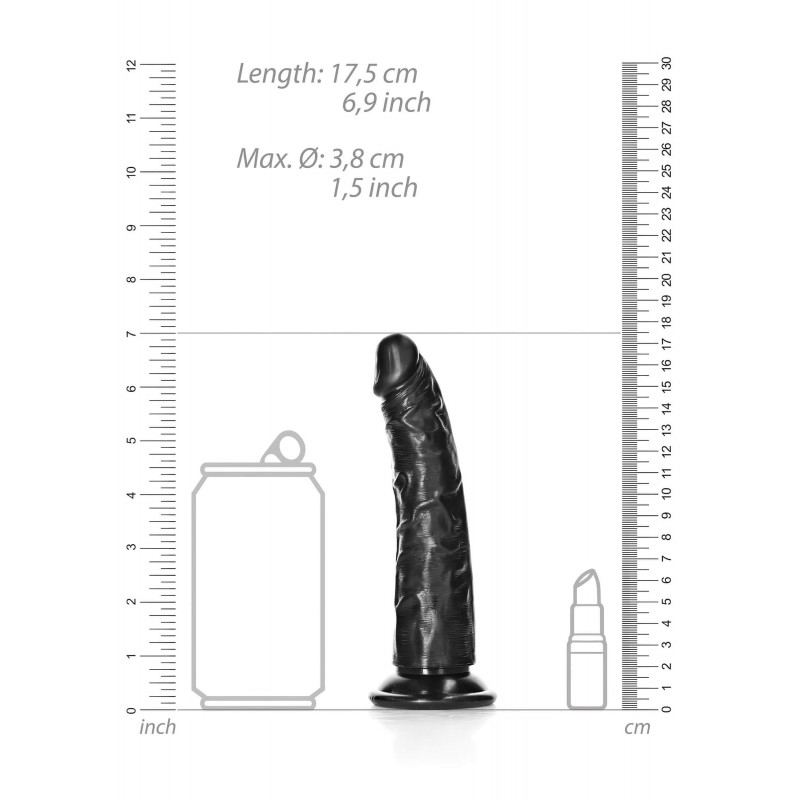 RealRock Slim realisztikus dildó - 15,5cm (fekete) 101086 termék bemutató kép