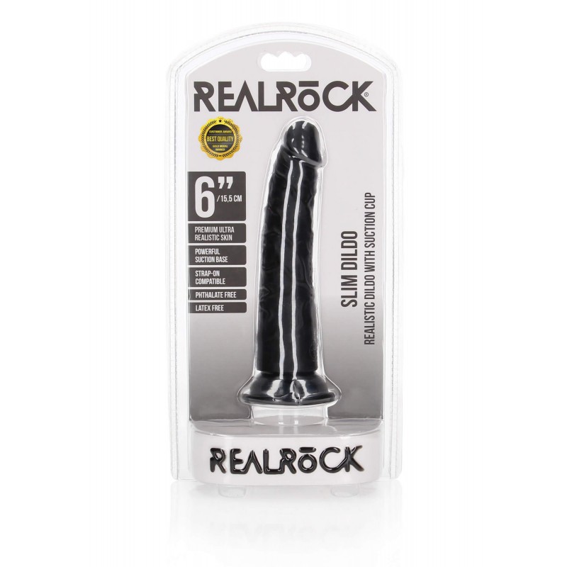 RealRock Slim realisztikus dildó - 15,5cm (fekete) 74929 termék bemutató kép