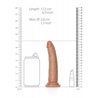 RealRock Slim - tapadótalpas realisztikus dildó 15,5cm (sötét natúr) 85524 termék bemutató kép