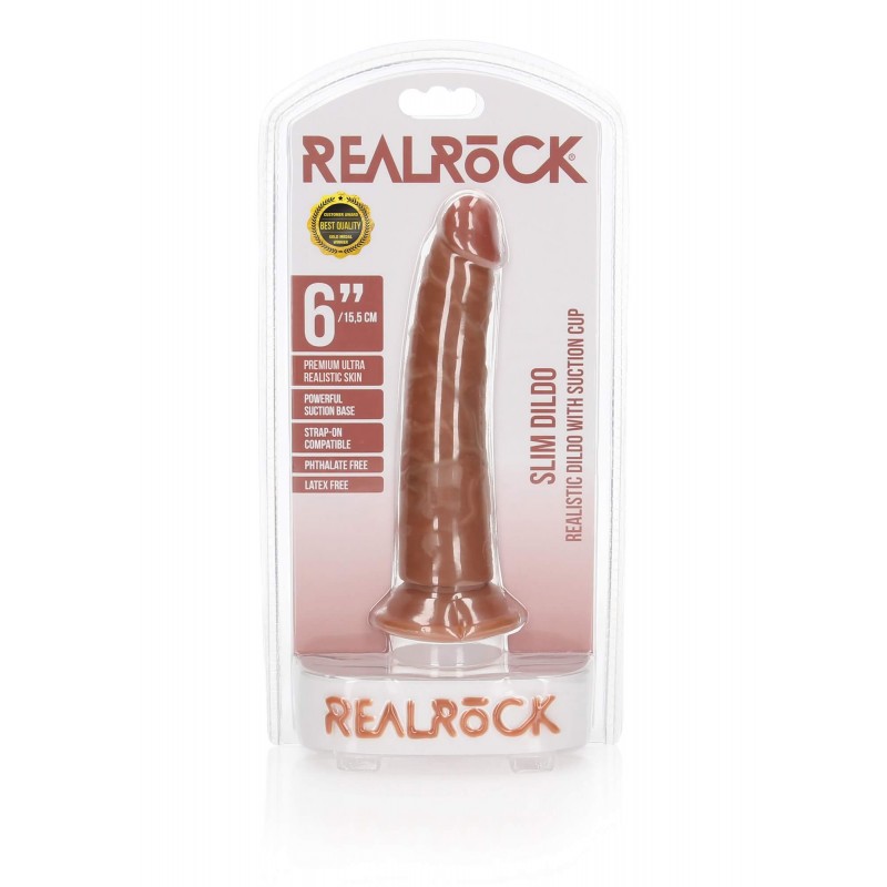 RealRock Slim - realisztikus dildó 15,5cm (sötét natúr) 74921 termék bemutató kép