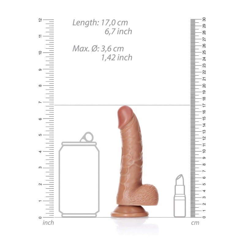 RealRock - tapadókorongos, herés dildó - 15,5 cm (sötét testszínű) 144617 termék bemutató kép