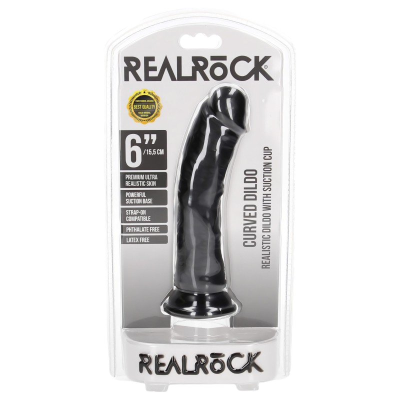 RealRock - tapadókorongos realisztikus dildó - 15,5 cm (fekete) 132369 termék bemutató kép