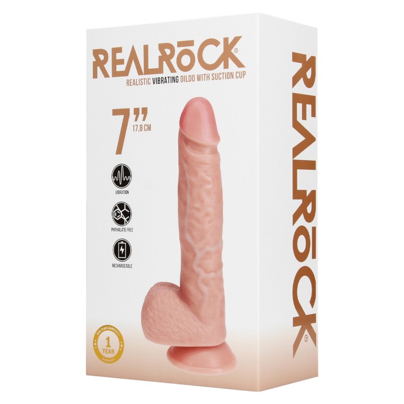RealRock - tapadókorongos vibrátor (natúr, 18 cm) 133836 termék bemutató kép