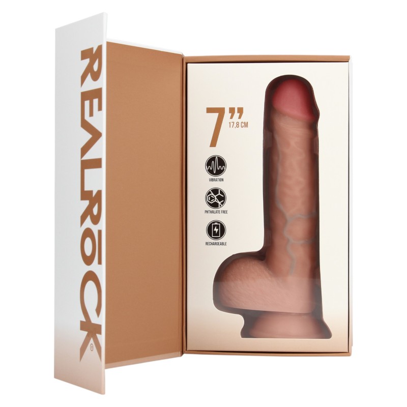 RealRock - tapadókorongos vibrátor (natúr, 18 cm) 133837 termék bemutató kép