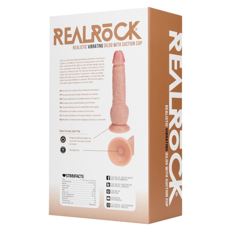 RealRock - tapadókorongos vibrátor (natúr, 18 cm) 133838 termék bemutató kép