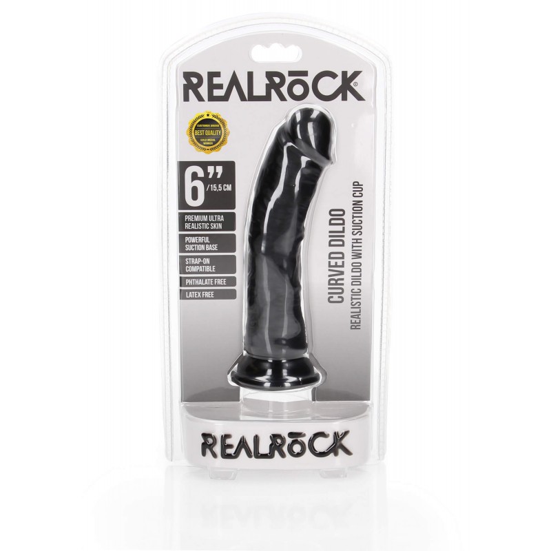 RealRock - tapadókorongos realisztikus dildó - 15,5cm (fekete) 81502 termék bemutató kép