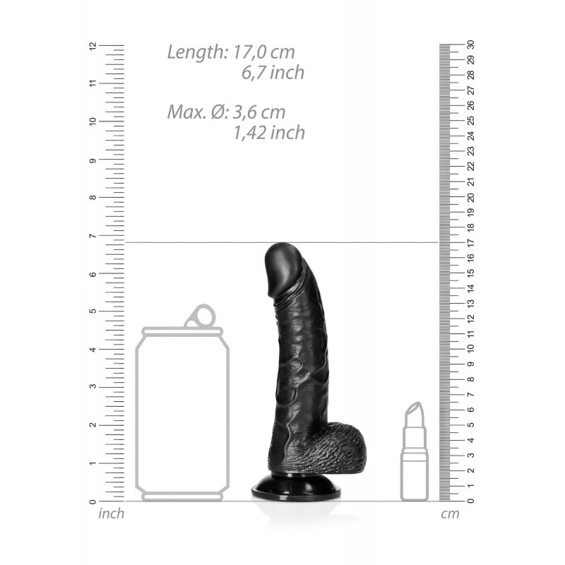 RealRock - tapadókorongos, herés dildó - 15,5 cm (fekete) 101107 termék bemutató kép