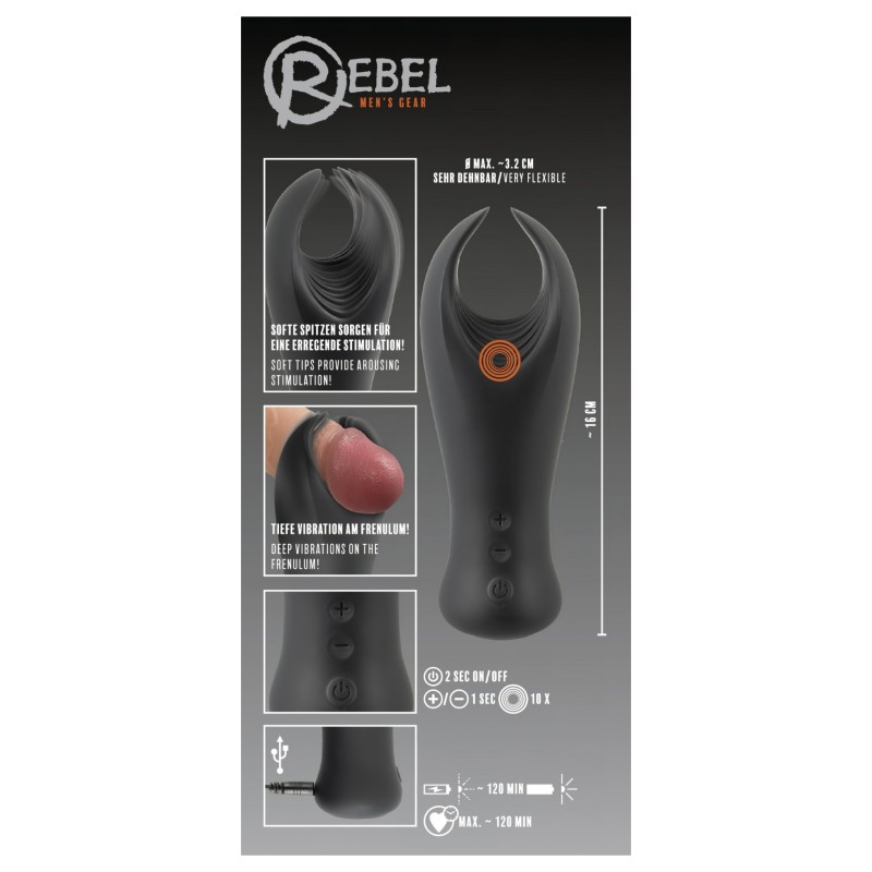 Rebel - vibrációs makkvibrátor (fekete) 98278 termék bemutató kép