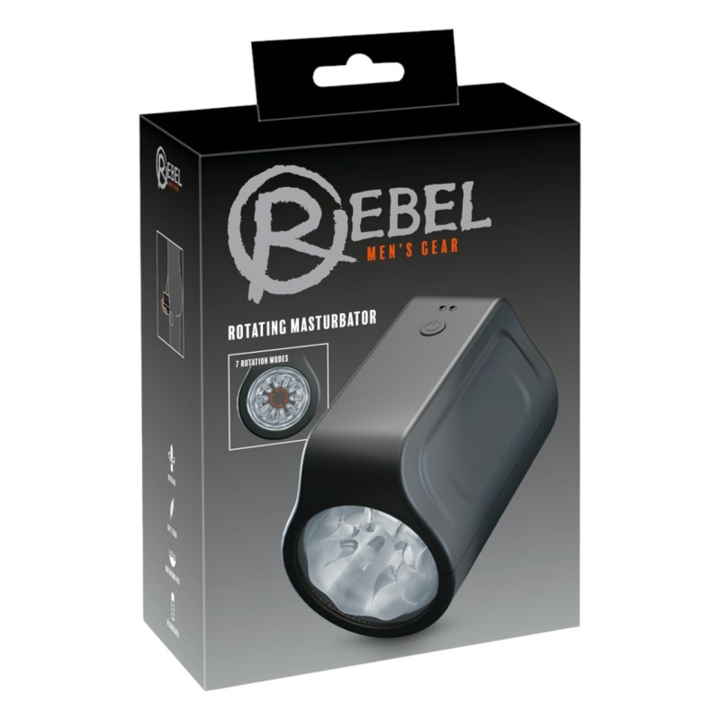 Rebel - vízálló forgó maszturbátor (fekete) 93136 termék bemutató kép