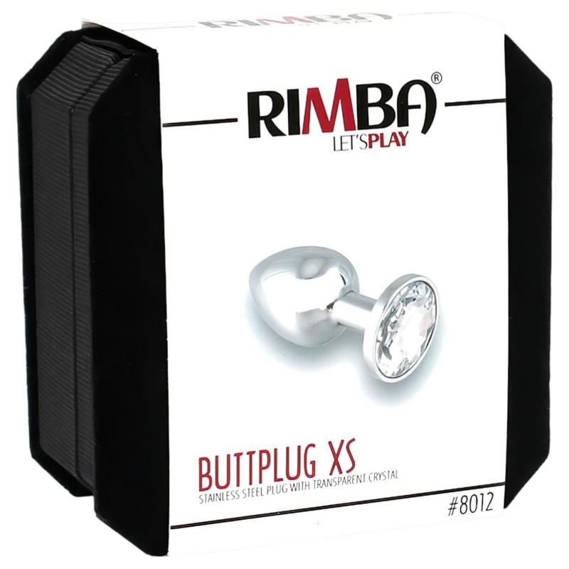 Rimba XS - átlátszó köves, fém butt plug, anál plug (ezüst) 164814 termék bemutató kép