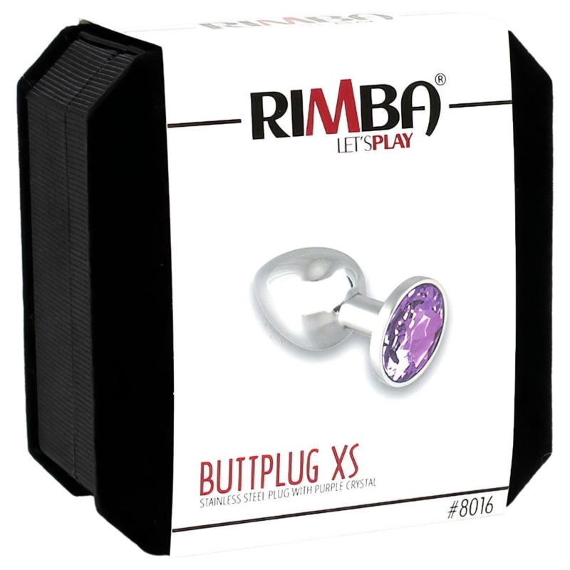 Rimba XS - lila köves, fém butt plug, anál plug (ezüst) 159272 termék bemutató kép