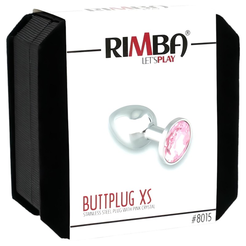 Rimba XS - pink köves, fém anál plug (ezüst) 99261 termék bemutató kép