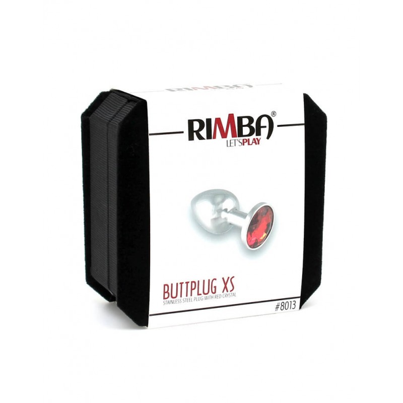 Rimba XS - piros köves, fém anál plug (ezüst) 55603 termék bemutató kép