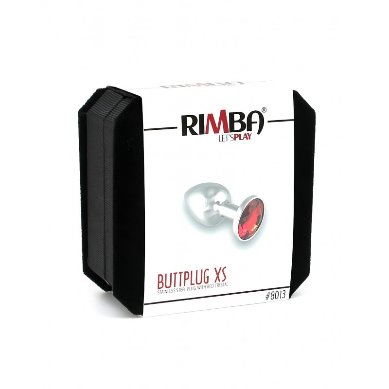 Rimba XS - piros köves, fém butt plug (ezüst) 127816 termék bemutató kép