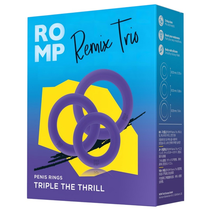 ROMP Remix Trio - péniszgyűrű szett - 3 db (lila) 133225 termék bemutató kép