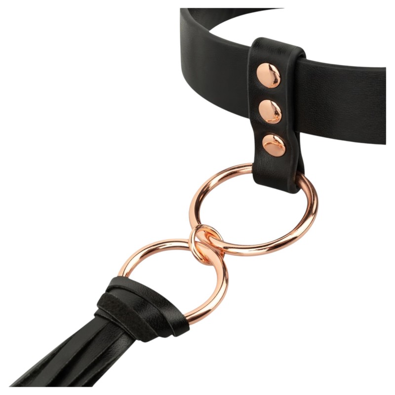Rosy Gold - BDSM nyakörv és paskoló szett (fekete) 162682 termék bemutató kép