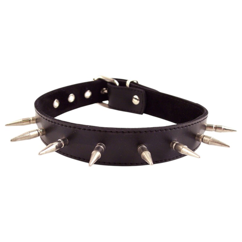 Rouge - valódi bőr, szegecses bondage nyakörv (fekete) 155828 termék bemutató kép