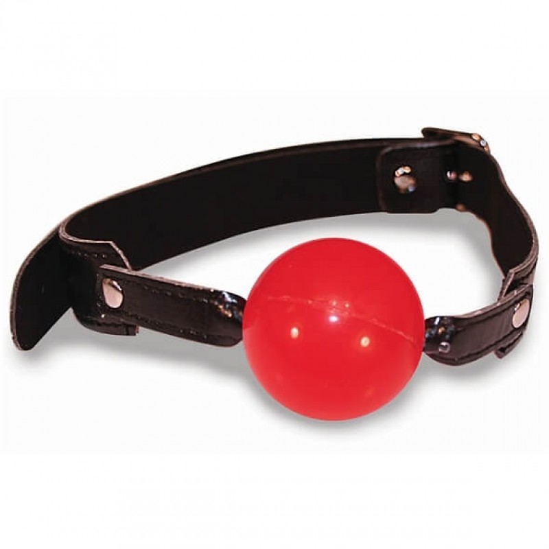 S&M - szilikon szájpecek, műbőr pánttal (piros-fekete) 33002 termék bemutató kép