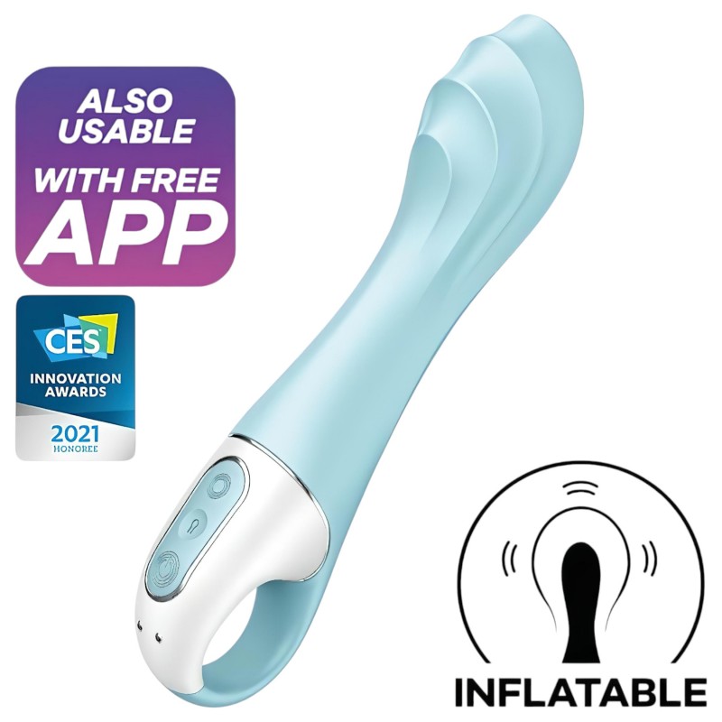 Satisfyer Air Pump Vibrator 5 - app-vezérelt pumpás vibrátor (kék) 165534 termék bemutató kép