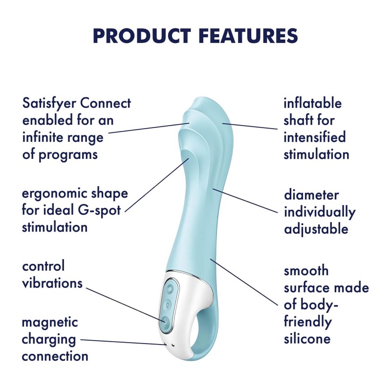 Satisfyer Air Pump Vibrator 5 - app-vezérelt pumpás vibrátor (kék) 165535 termék bemutató kép