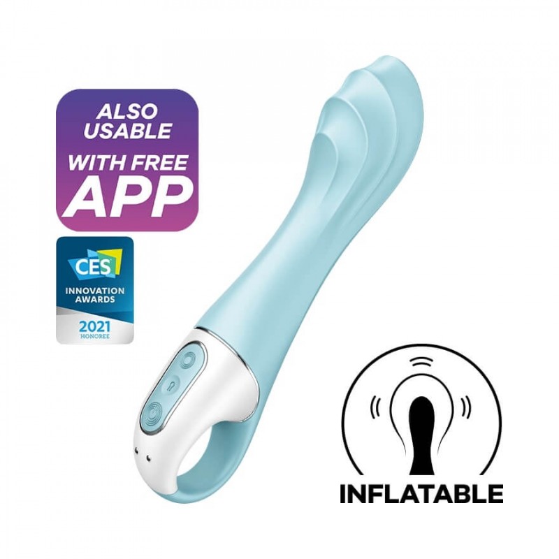 Satisfyer Air Pump Vibrator 5 - okos pumpálható vibrátor (kék) 63790 termék bemutató kép