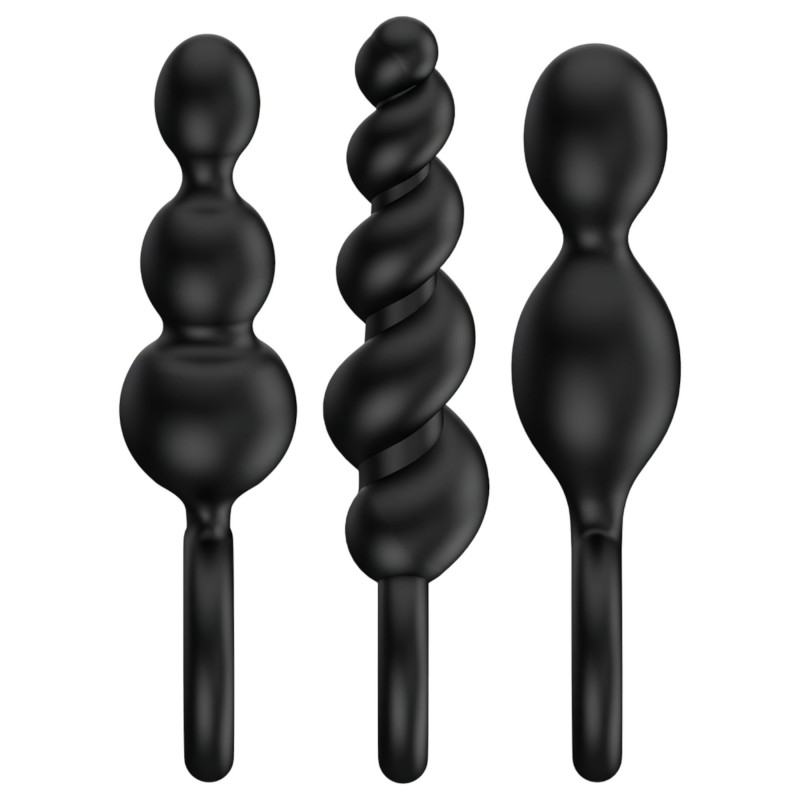 Satisfyer Booty Call - anál plug szett - fekete (3 részes) 103688 termék bemutató kép