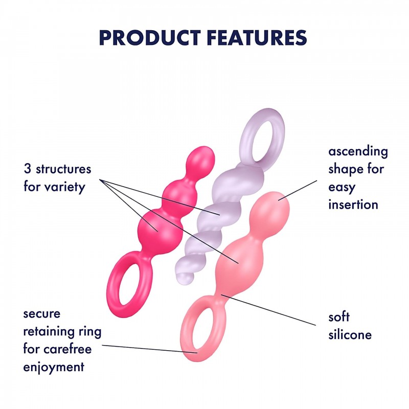 Satisfyer Booty Call - színes anál plug szett (3 részes) 158936 termék bemutató kép