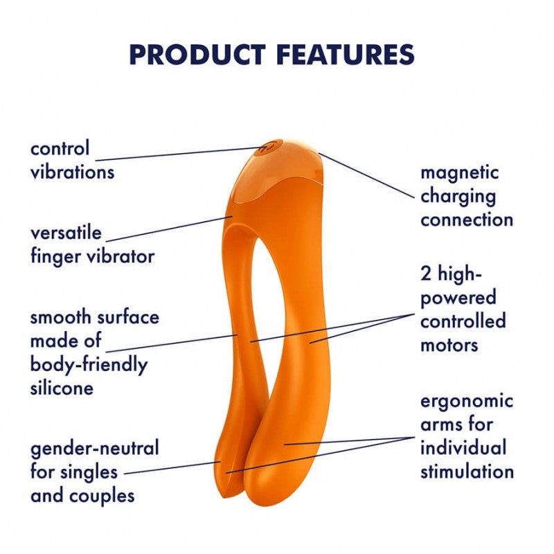 Satisfyer Candy Cane - akkus, vízálló kétágú vibrátor (narancs) 45742 termék bemutató kép