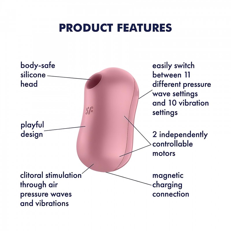Satisfyer Cotton Candy - léghullámos csikló vibrátor (korall) 100512 termék bemutató kép