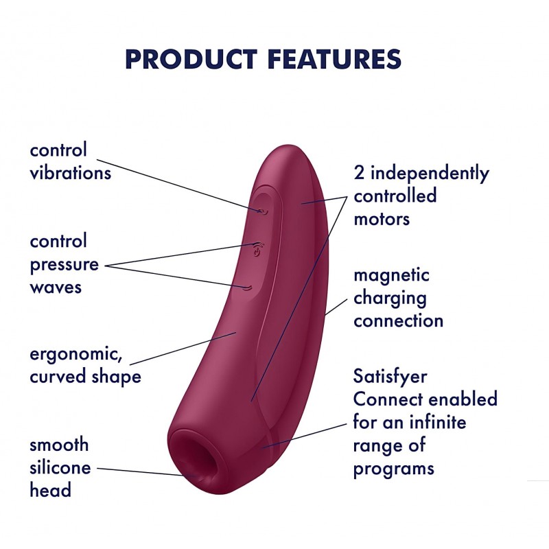 Satisfyer Curvy 1+ – App-vezérelt léghullámos csiklóizgató (piros) 138379 termék bemutató kép
