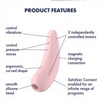 Satisfyer Curvy 2+ - okos léghullámos csiklóizgató vibrátor (pink) 45559 termék bemutató kép